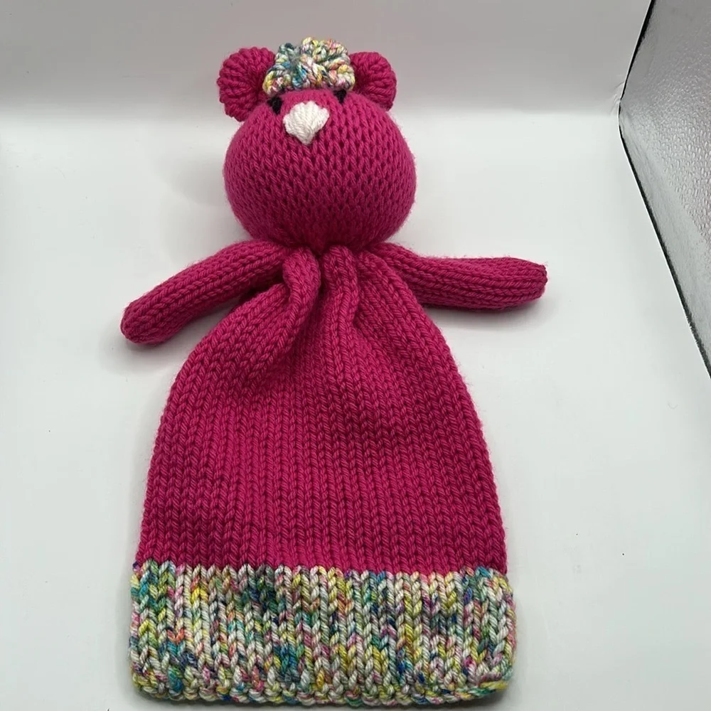 Baby lovey.  Handmade baby cuddle bear.